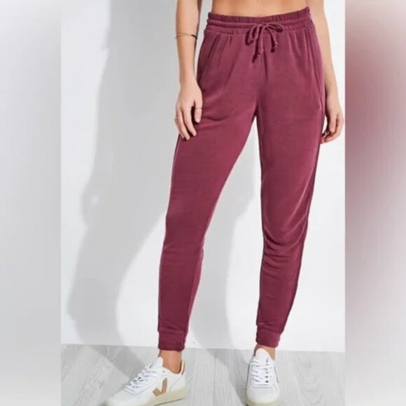 Free People FP Movement Back into It Jogger Pants Brushed Maroon Women's Size XL - Picture 1 of 8
